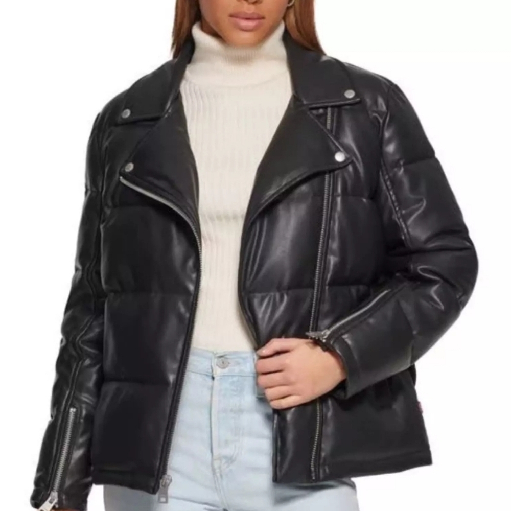 Levi's Strauss Faux Leather Moto Puffer Jacket